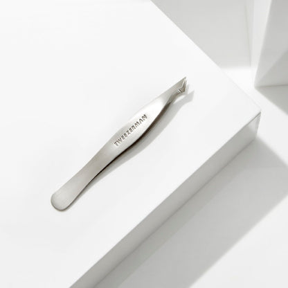 Tweezerman Stainless Steel Slanted Point Tweezer - Precision Eyebrow and Ingrown Hair Removal, Classic Silver Avelisse
