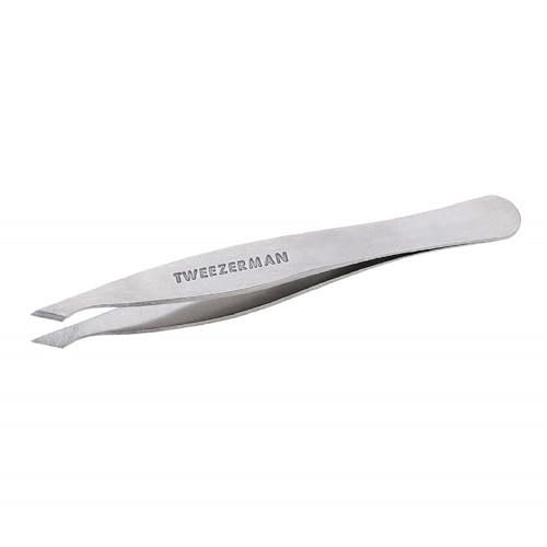 Tweezerman Stainless Steel Slanted Point Tweezer - Precision Eyebrow and Ingrown Hair Removal, Classic Silver Avelisse