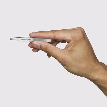 Tweezerman Stainless Steel Slanted Point Tweezer - Precision Eyebrow and Ingrown Hair Removal, Classic Silver Avelisse