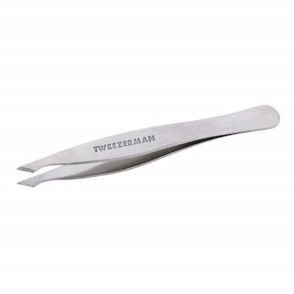 Tweezerman Stainless Steel Slanted Point Tweezer - Precision Eyebrow and Ingrown Hair Removal, Classic Silver Avelisse