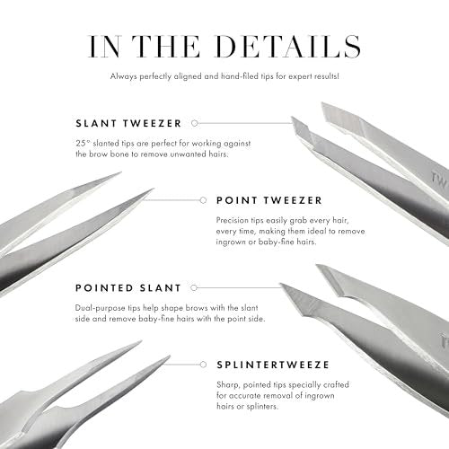 Tweezerman Black Stainless Steel Slant Tweezer - Precision Eyebrow Tweezers for Women and Men - görsel 6
