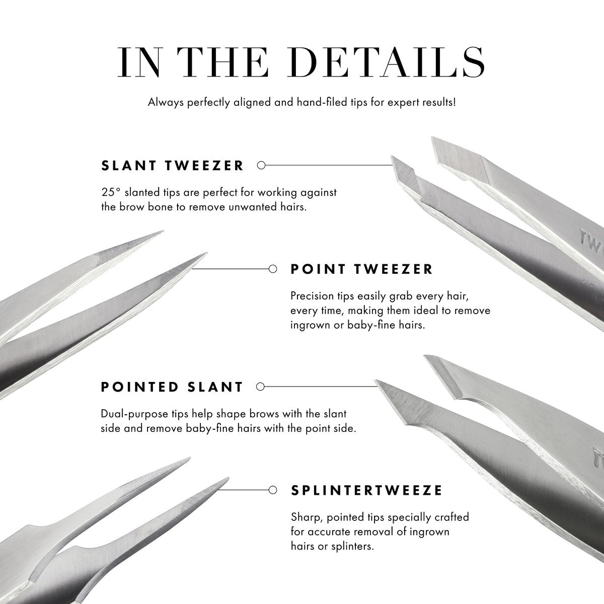 Tweezerman Black Stainless Steel Slant Tweezer - Precision Eyebrow Tweezers for Women and Men - görsel 5