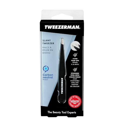 Tweezerman Black Stainless Steel Slant Tweezer - Precision Eyebrow Tweezers for Women and Men - görsel 10