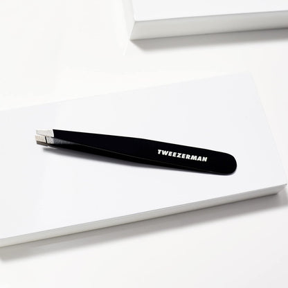 Tweezerman Black Stainless Steel Slant Tweezer - Precision Eyebrow Tweezers for Women and Men