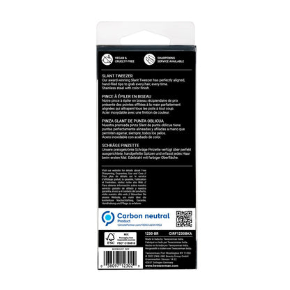 Tweezerman Black Stainless Steel Slant Tweezer - Precision Eyebrow Tweezers for Women and Men