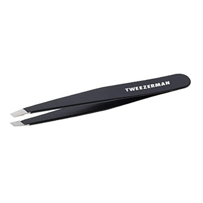 Tweezerman Black Stainless Steel Slant Tweezer - Precision Eyebrow Tweezers for Women and Men