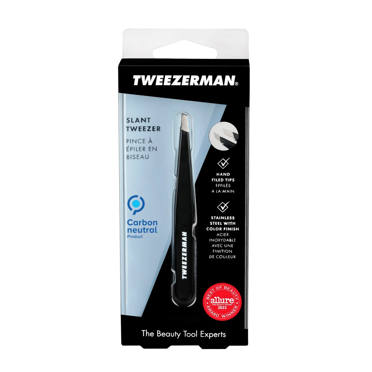 Tweezerman Black Stainless Steel Slant Tweezer - Precision Eyebrow Tweezers for Women and Men - görsel 9