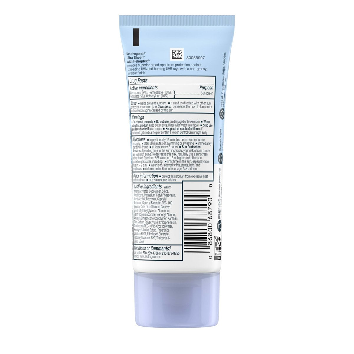 Neutrogena Ultra Sheer Dry-Touch Sunscreen SPF 55 for Face & Body, Lightweight Non-Greasy Broad Spectrum UVA/UVB Protection, No White Cast, Water Resistant (80 Min) Travel Sunscreen Lotion, 3 fl oz Avelisse