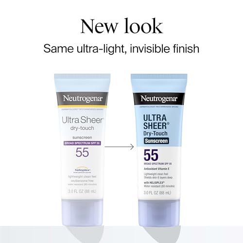 Neutrogena Ultra Sheer Dry-Touch Sunscreen SPF 55 for Face & Body, Lightweight Non-Greasy Broad Spectrum UVA/UVB Protection, No White Cast, Water Resistant (80 Min) Travel Sunscreen Lotion, 3 fl oz Avelisse