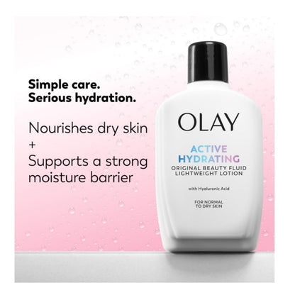 OLAY Active Hydrating Beauty Fluid Original 6 oz - Lightweight Facial Moisturizer for All Skin Types