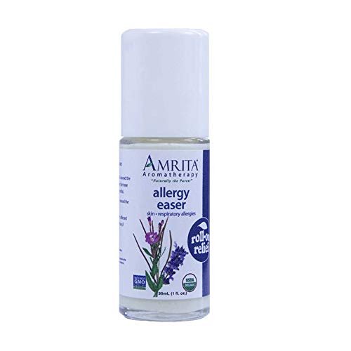 Amrita Aromatherapy Organic Allergy Easer Roll-On Relief – Natural Allergy Support with Blue Chamomile & Lavender Essential Oils, 30 ml