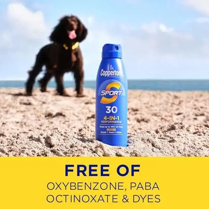 Coppertone Sport Sunscreen Spray SPF 30, 5.5 oz - Water Resistant Body Sunscreen Avelisse