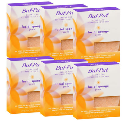 Buf-Puf Gentle Facial Sponge - Dermatologist Developed, Exfoliating Silicone Sponge for Deep Cleansing, Removes Dirt & Makeup, Reusable, 6 Count Avelisse
