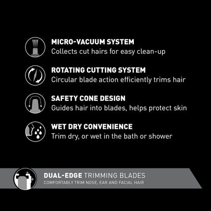 Panasonic ER430K Nose, Ear and Facial Hair Trimmer - Wet/Dry with Vacuum Cleaning System Avelisse