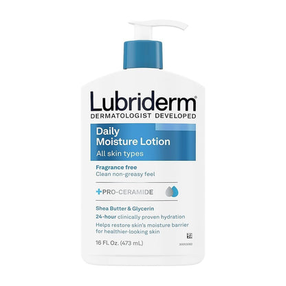 Lubriderm Daily Moisture Unscented Body Lotion for Normal to Dry Skin, 16 fl oz | Fragrance-Free with Vitamin B5