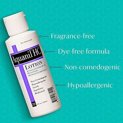 Aquanil HC Lotion - Calming Anti-Itch Body Lotion for All Skin Types, Fragrance-Free, 4 oz Avelisse