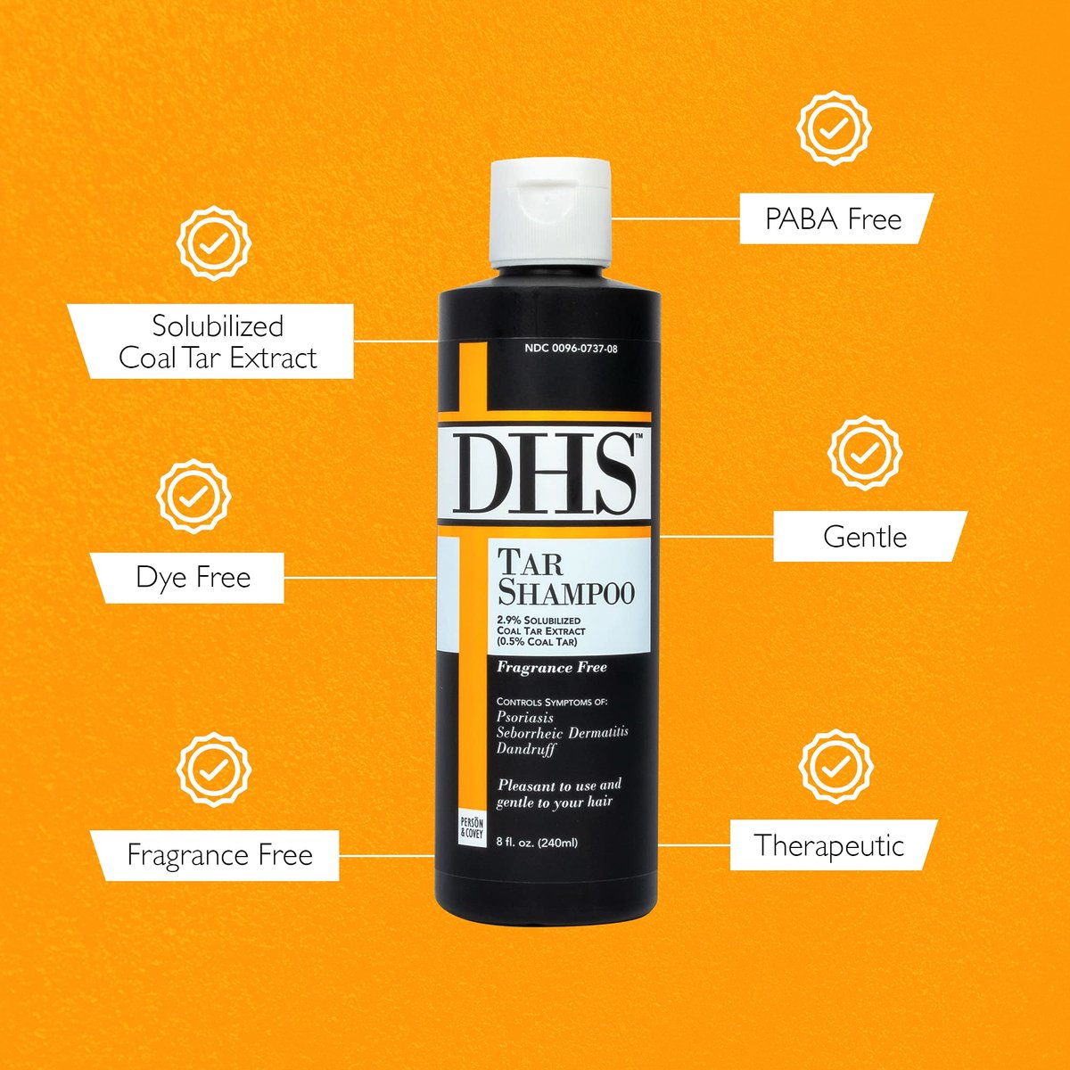 DHS Tar Shampoo – 8 fl oz | Therapeutic Dandruff & Psoriasis Relief Avelisse