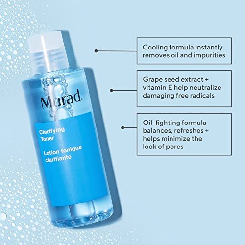 Murad Clarifying Toner – Oil-Control Cooling Face Toner with Witch Hazel, Cucumber, Algae & Grape Seed Extracts, Minimizes Pores, Reduces Shine, Balances Oil, Refreshes Skin, 6 Fl Oz Avelisse