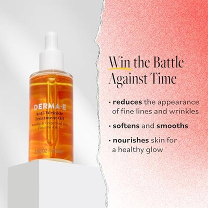 DERMA E Anti-Wrinkle Treatment Oil – Fragrance-Free Anti-Aging Face Oil with Vitamin A & E for Youthful, Vibrant Skin, 2 oz Avelisse