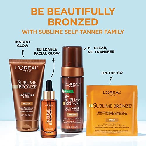 L'Oreal Paris Sublime Bronze Self Tanning Towelettes - Streak-Free Natural Looking Tan, Medium, 6 Count - görsel 14