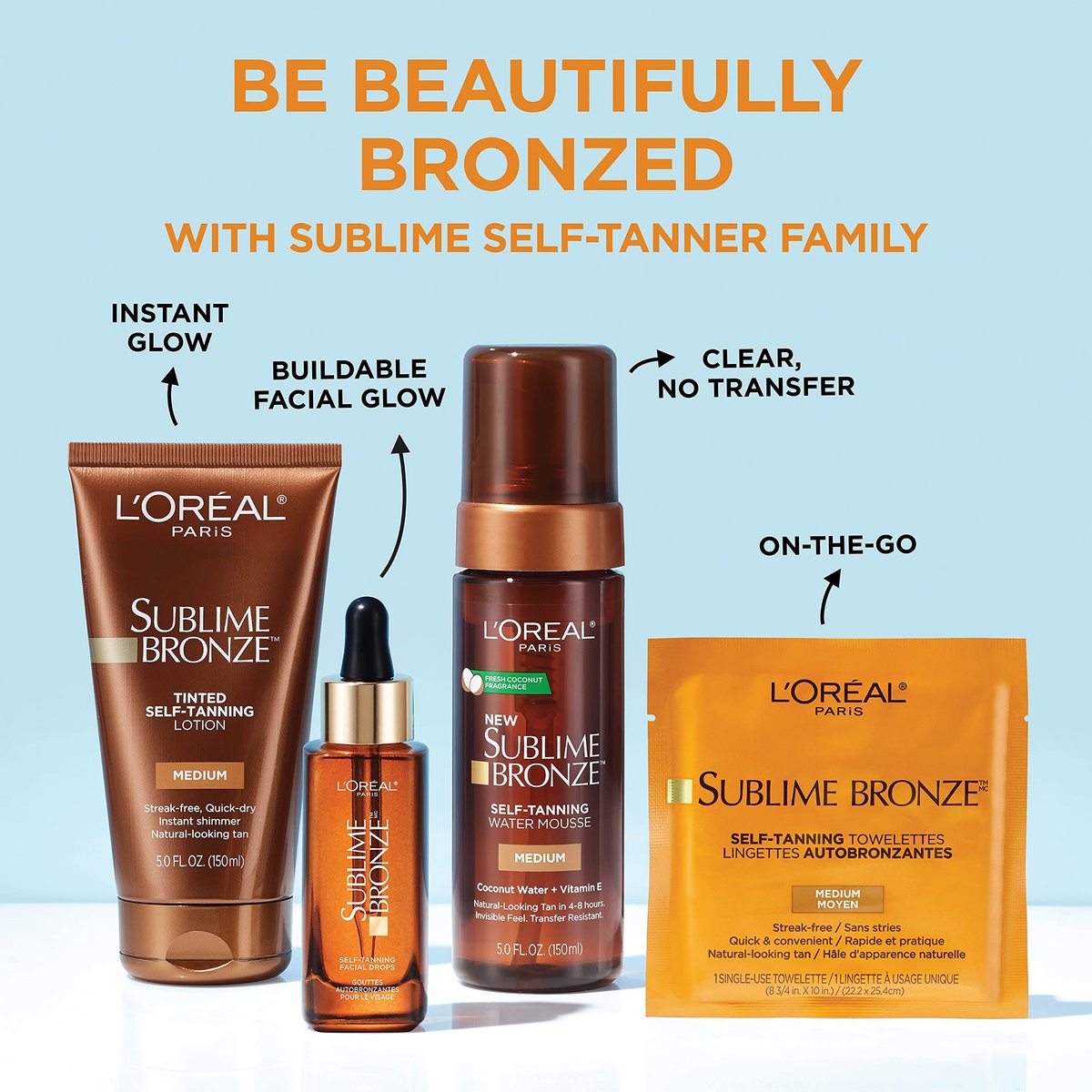 L'Oreal Paris Sublime Bronze Self Tanning Towelettes - Streak-Free Natural Looking Tan, Medium, 6 Count - görsel 13