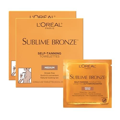 L'Oreal Paris Sublime Bronze Self Tanning Towelettes - Streak-Free Natural Looking Tan, Medium, 6 Count - görsel 2