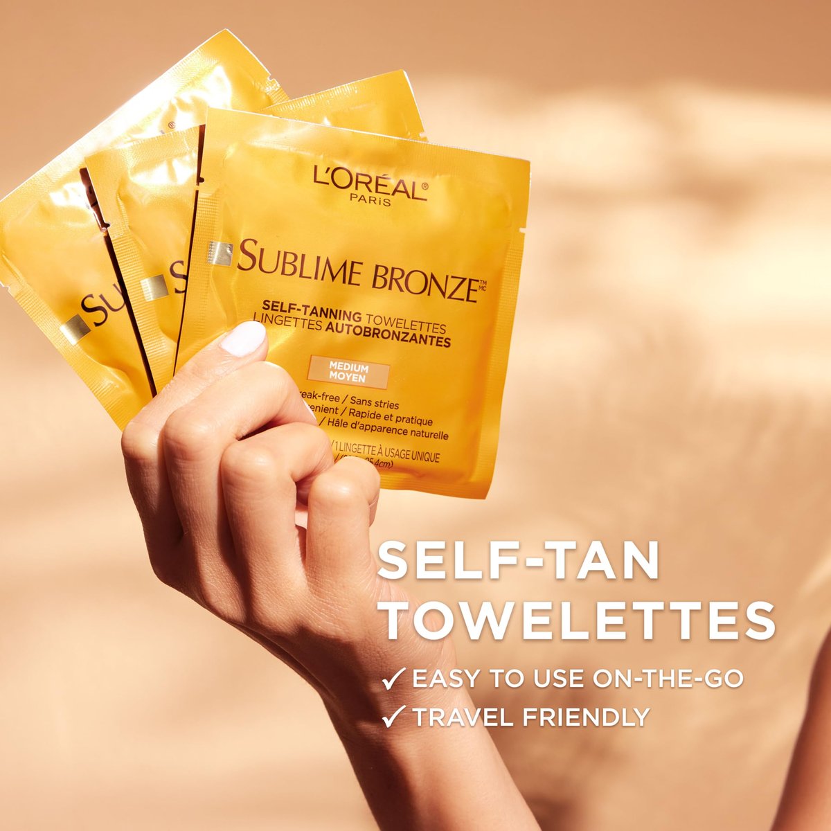 L'Oreal Paris Sublime Bronze Self Tanning Towelettes - Streak-Free Natural Looking Tan, Medium, 6 Count - görsel 3