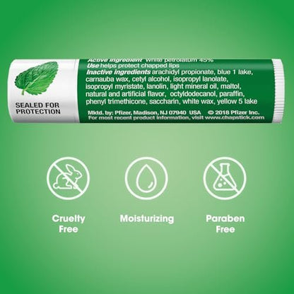 ChapStick Classic Spearmint Lip Balm, 12-Pack – Cool & Refreshing Moisturizer for Dry Lips, 0.15 Oz Each Avelisse