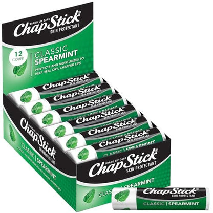 ChapStick Classic Spearmint Lip Balm, 12-Pack – Cool & Refreshing Moisturizer for Dry Lips, 0.15 Oz Each Avelisse