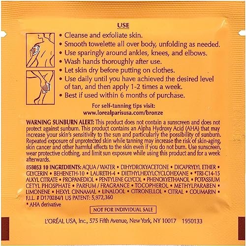 L'Oréal Paris Sublime Bronze Self-Tanning Towelettes for Body, Medium (3 Pack) Avelisse