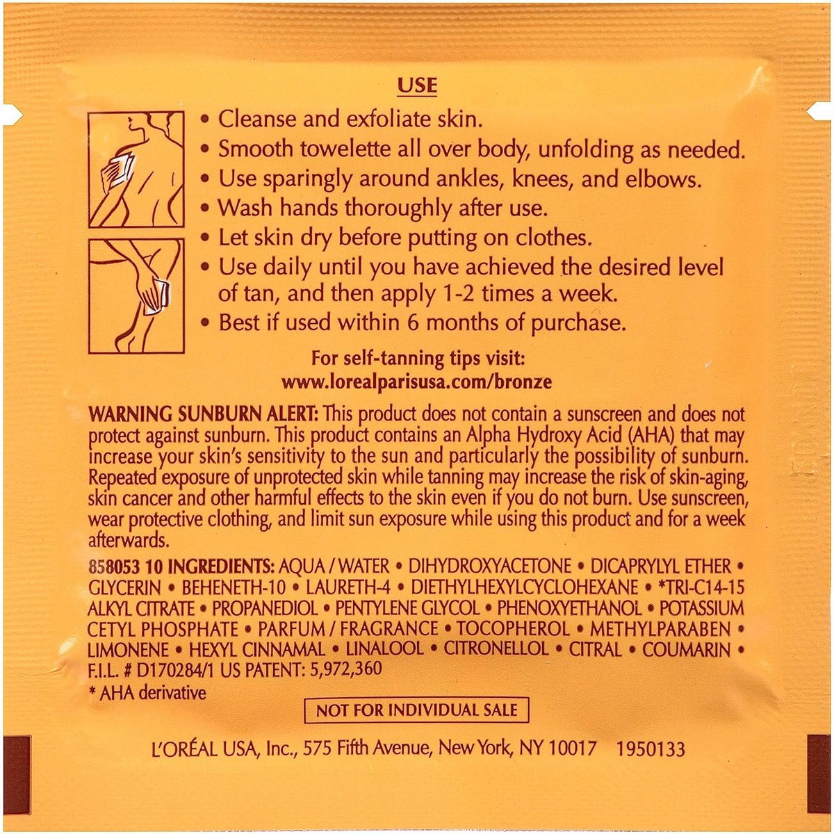 L'Oréal Paris Sublime Bronze Self-Tanning Towelettes for Body, Medium (3 Pack) Avelisse
