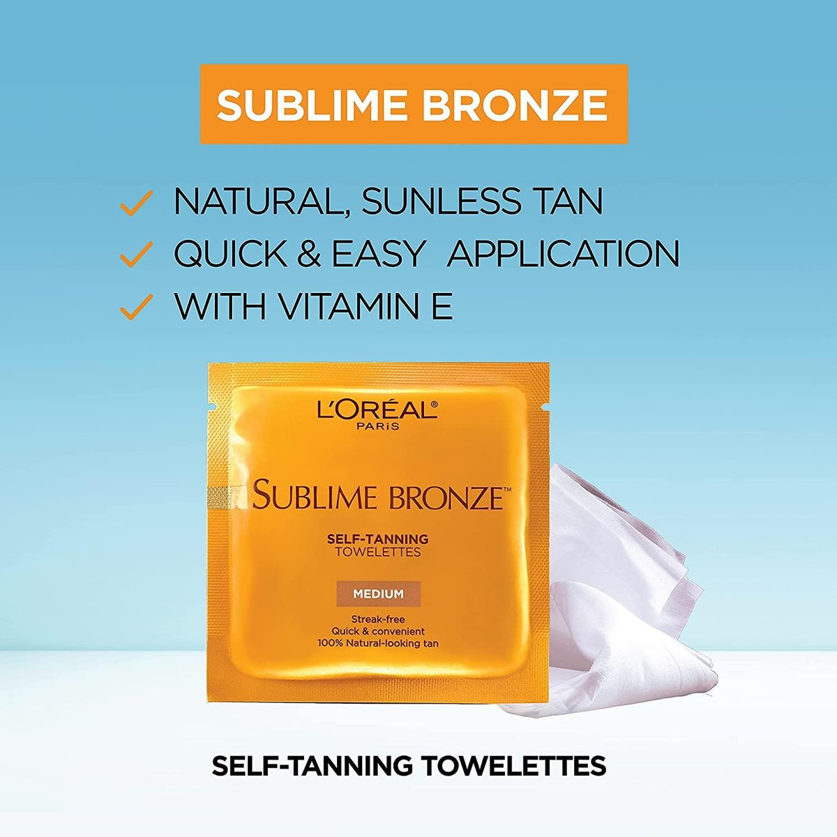 L'Oréal Paris Sublime Bronze Self-Tanning Towelettes for Body, Medium (3 Pack) Avelisse