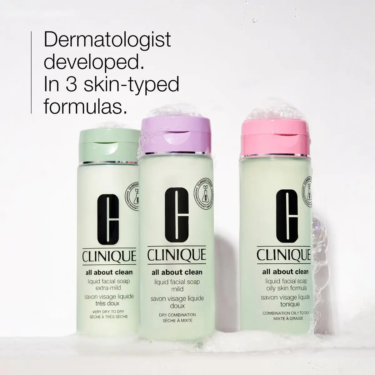 Clinique 3-Step All About Clean Liquid Facial Cleanser Soap for Very Dry to Dry Skin | Type 1, 6.7 Fl Oz Avelisse