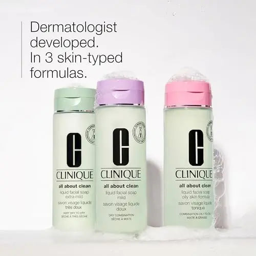 Clinique 3-Step All About Clean Liquid Facial Cleanser Soap for Very Dry to Dry Skin | Type 1, 6.7 Fl Oz Avelisse