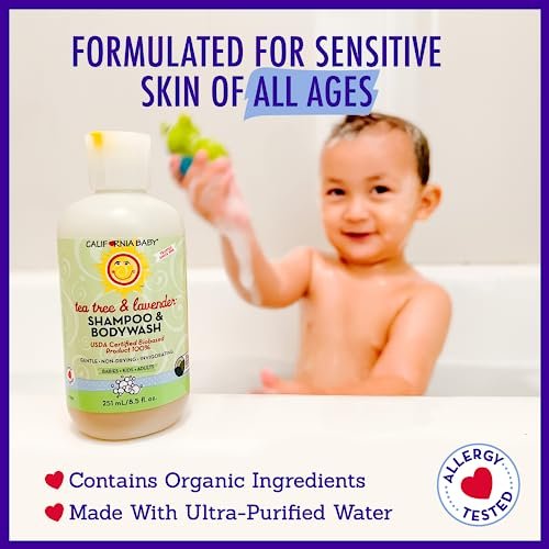 California Baby Tea Tree & Lavender Baby Wash + Shampoo – 100% Plant-Based, Hypoallergenic for Sensitive Skin (8.5 oz) - görsel 9