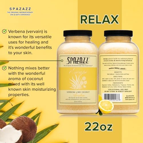 Spazazz Lime Coconut Bath Crystals – 22 oz Spa-Quality Bath Salts for Relaxation & Muscle Relief Avelisse