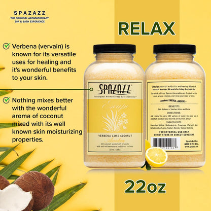 Spazazz Lime Coconut Bath Crystals – 22 oz Spa-Quality Bath Salts for Relaxation & Muscle Relief Avelisse