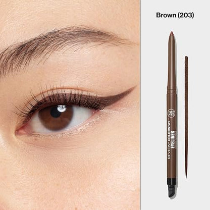 Revlon ColorStay Waterproof Eyeliner Pencil, Smudge-Proof & Longwear, Built-In Sharpener, 203 Brown, 0.01 oz