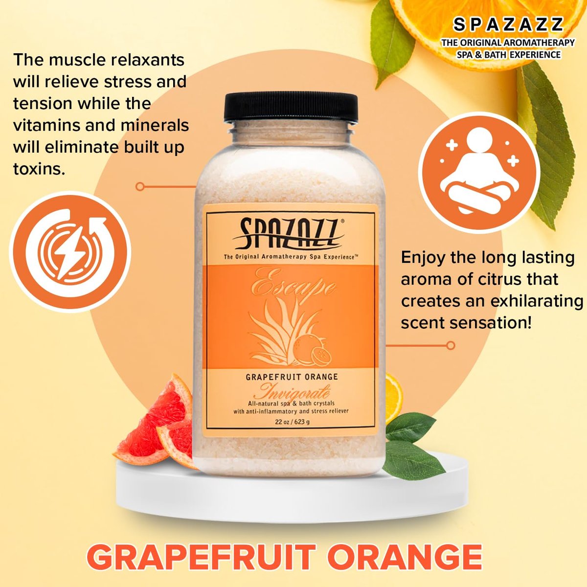 Spazazz 7380C Spa and Bath Crystals, Grapefruit Orange - 22 oz - görsel 3