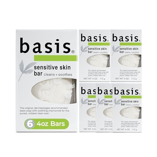 Basis Sensitive Skin Bar Soap – Unscented, 4 oz (Pack of 6) – with Chamomile & Aloe Vera for Gentle Cleansing - görsel 2