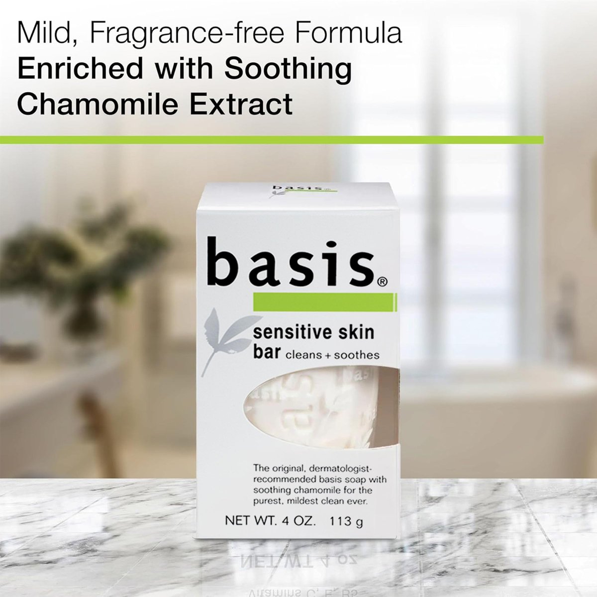Basis Sensitive Skin Bar Soap – Unscented, 4 oz (Pack of 6) – with Chamomile & Aloe Vera for Gentle Cleansing - görsel 3