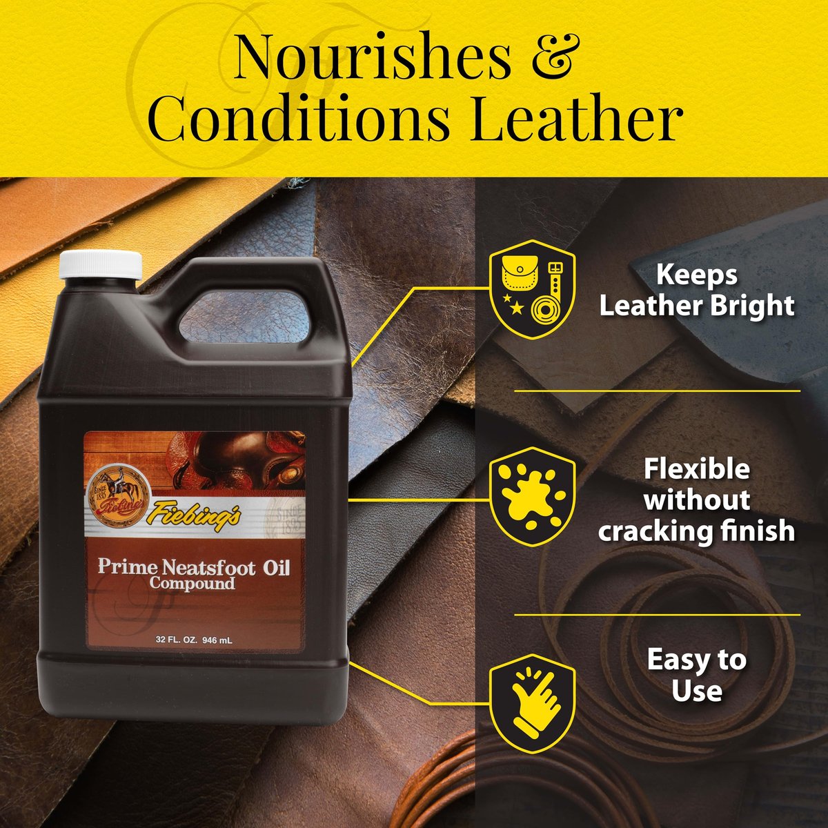 Fiebing's Prime Neatsfoot Oil 32 Fl Oz - Premium Leather Conditioner & Preservative - görsel 7