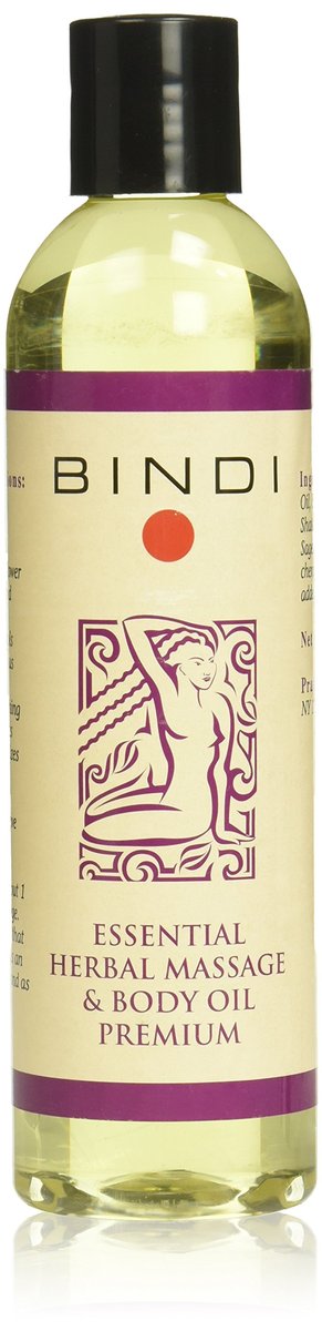 BINDI Premium Essential Herbal Massage and Body Oil – 8 fl oz Natural Moisturizing Oil for Relaxation and Skin Care - görsel 1