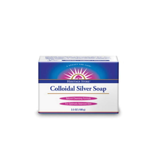 Heritage Store Colloidal Silver Soap Bar - Natural Face & Body Wash with Rosemary Oil, Gentle Cleanser for Women & Men, 3.5 oz