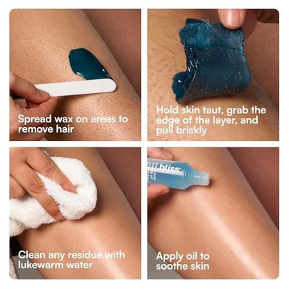 Bliss Poetic Waxing At Home Wax Kit - 5.3 Fl Oz - Microwavable Stripless Wax Hair Removal Kit - Fragrance Free - Safe for All Skin Types - 6 PC Set Avelisse