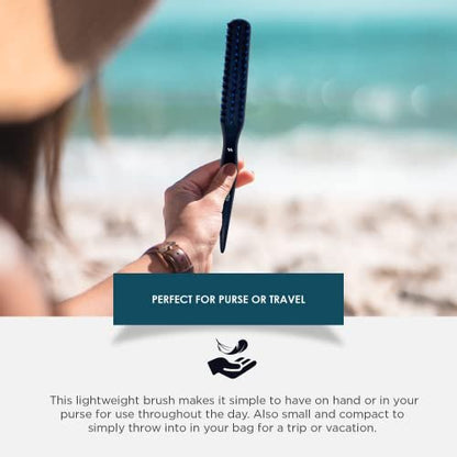 Spornette Little Wonder Small Teasing Brush – Boar & Tourmaline Nylon Bristles for Volume, Slick Backs & Back Brushing – Blue