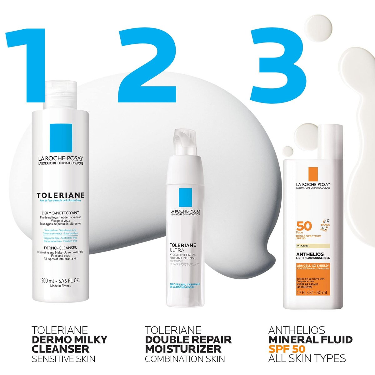 La Roche-Posay Toleriane Dermo Facial Cleanser for Face & Eyes - Gentle Face Wash and Makeup Remover, Milky Texture, Fragrance Free, Preservative Free Avelisse