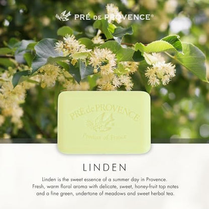 Pre de Provence Artisanal Soap Bar – Linden – Natural French Skincare with Organic Shea Butter – 5.3 oz