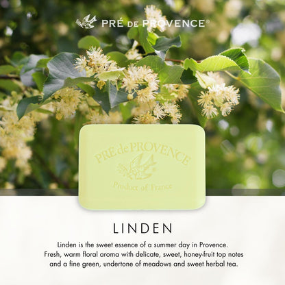 Pre de Provence Artisanal Soap Bar – Linden – Natural French Skincare with Organic Shea Butter – 5.3 oz