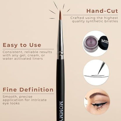 Pointed Eyeliner Brush - Ultra Fine Premium Synthetic Vegan Bristles, Precision Gel Eye Liner Brush for Easy & Flawless Application, Cruelty Free by Mommy Makeup Avelisse
